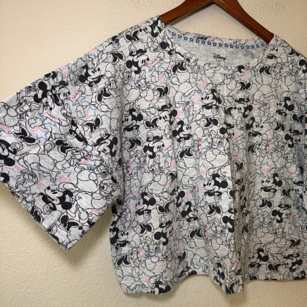 LADIES DISNEY Grey Pink BLUE PYJAMAS SIZE Large T SHIRT & SHORTS SET PJ - Picture 4 of 9